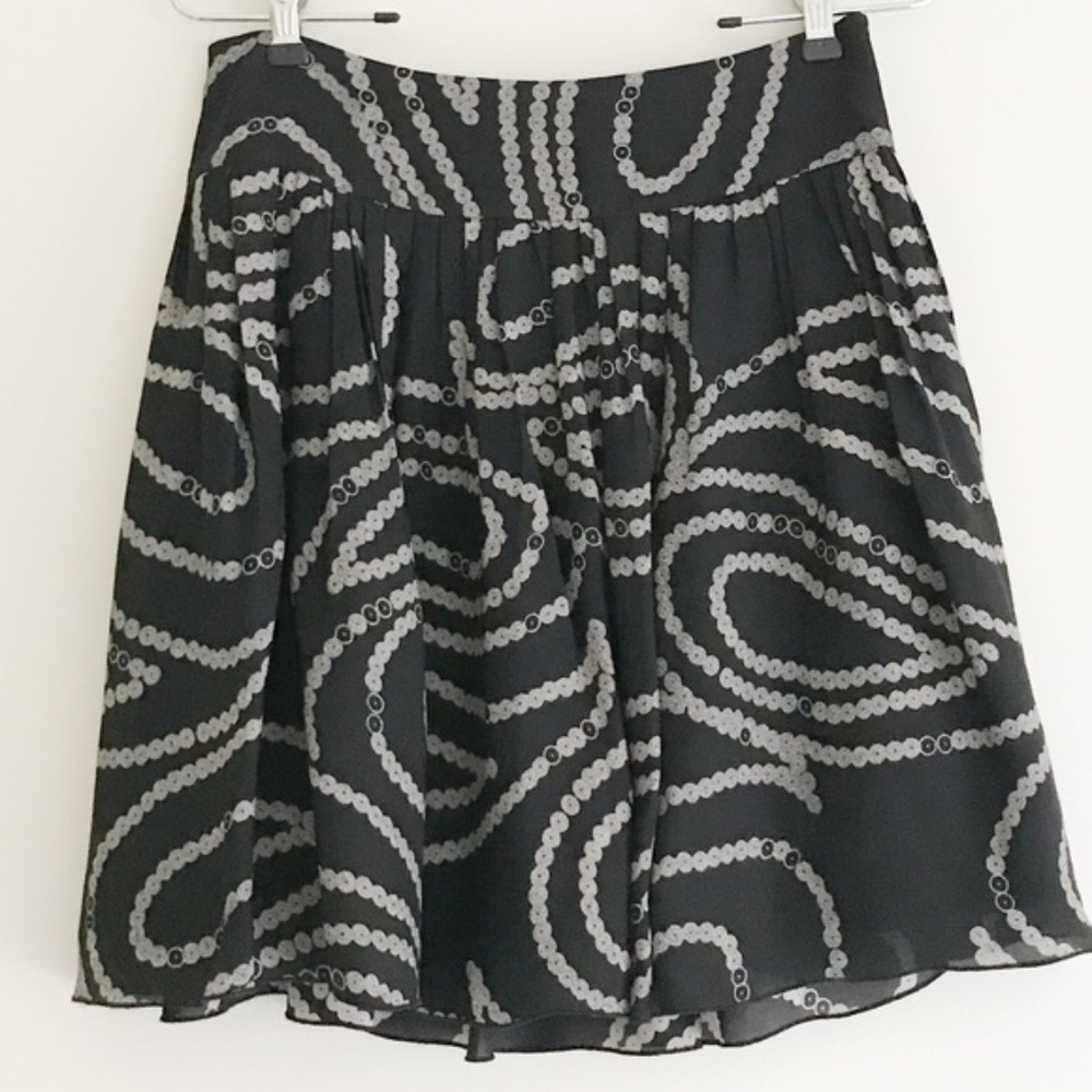 Banana Republic Black Sequin Print Silk Skirt